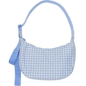 BAGGU Blue Gingham Medium Crescent Bag